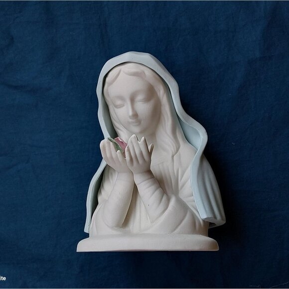 1980s Giftcraft ceramic Madonna Virgin Mary night light works table lamp pink - Picture 1 of 10